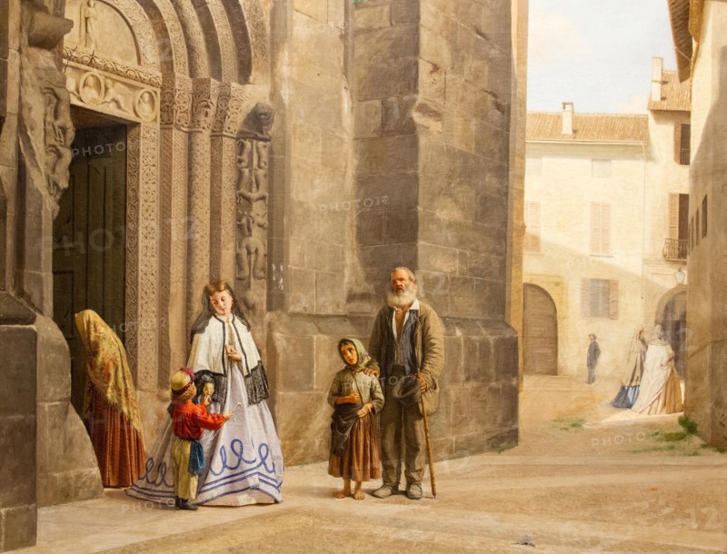 L'Elemosina (meaning Charity or Donation) by Giovanni Beri in 1865. Oil on canvas. Castello Visconteo Museum in Pavia, Italy.