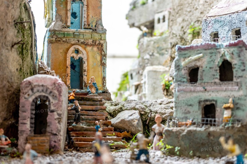 Naples, Italy, January, 2020: The art of Neapolitan nativity of S. Gregorio Armeno, S. Gregorio Armeno is a small street in the old town of Naples, Italy. High quality photo
