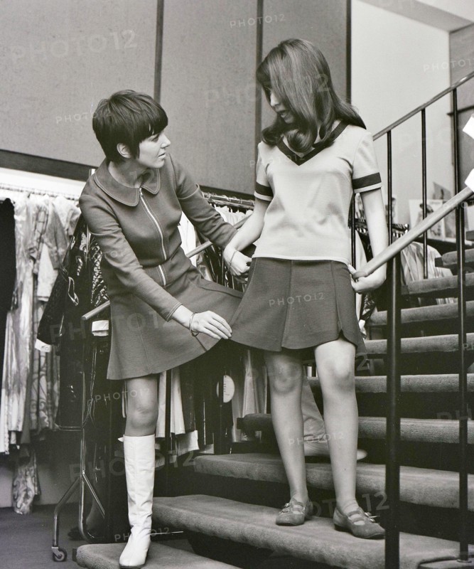 MARY QUAN7  English fashion designer at her Knightsbridge boutique Bazaar in 1967 with the winner of  a Dutch teenage magazine contest.