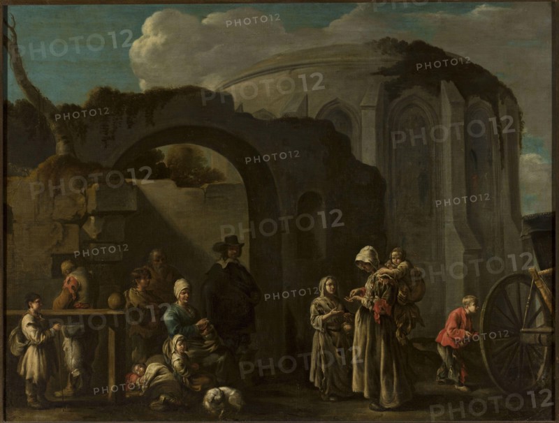 Family of beggars among ruins. Bourdon, Sébastien (1616-1671), painter
