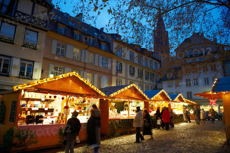 Christmas market at dusk - Strasbourg France