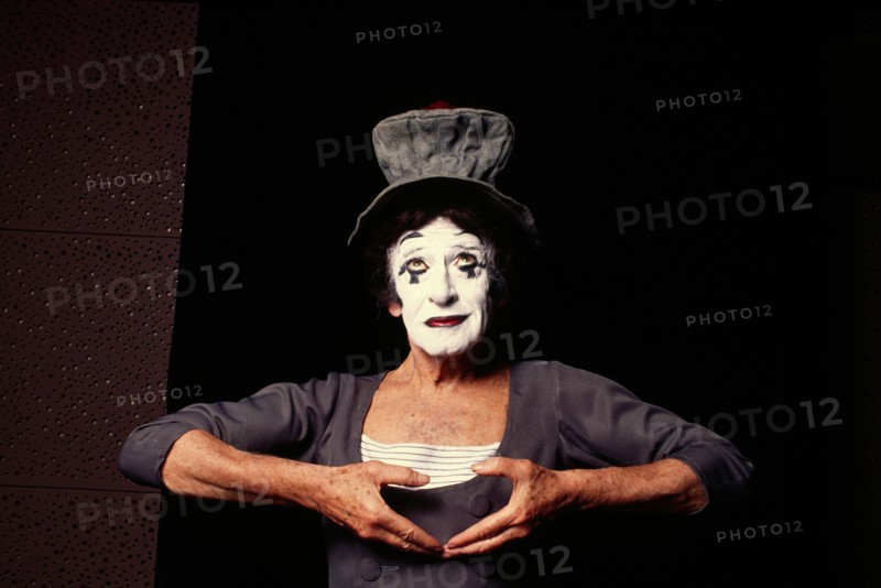 Marcel Marceau, French actor, mime artist, famous for stage persona "Bip the Clown", mime as the art of silence, No model release, editorial use only