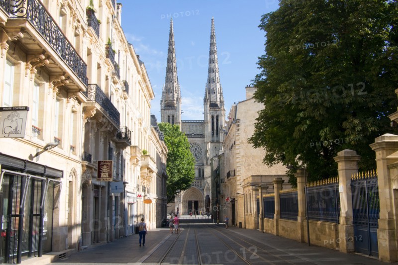 View toward Cathedral Saint Andre, Bordeaux, in the Aquitaine Region of France.