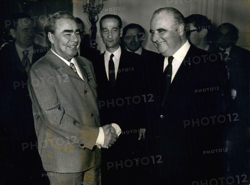Jun. 27, 1973 - Brejnev is the Secretary of the Soviet Communist Party. He met with the President for a day and a half at the Chateau. Andrei Gromyko is to the left.