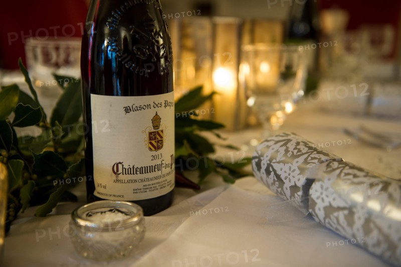 A dinner table laid for Christmas lunch