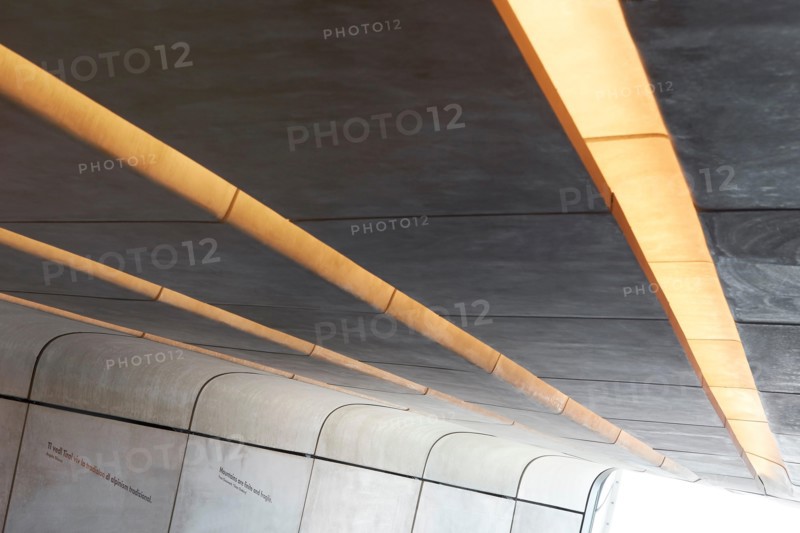 Concrete ceiling detail. Messner Mountain Museum Corones, Mount Kronplatz, Italy. Architect: Zaha Hadid Architects, 2015.