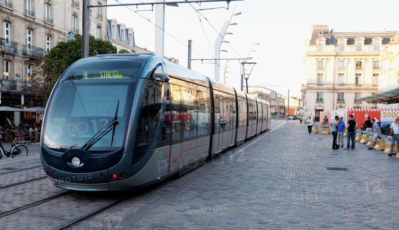 Tram transport system in Bordeaux France Aquitane near the railway station