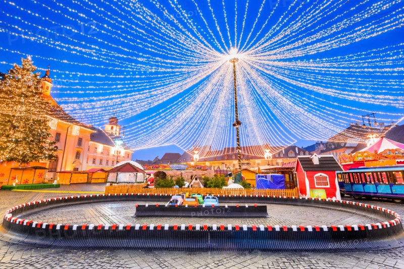 Sibiu Christmas Market winter tale, largest in Romania, Transylvania landmark.