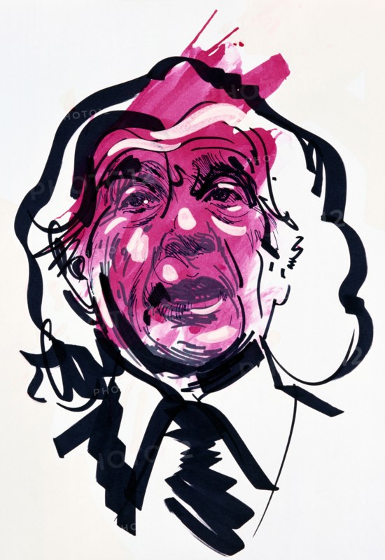 Louis Aragon (1897 – 1982); French poet, and a leading voice of the surrealist movement. Portrait on a poster by Raymond Moretti (1931-2005), a French painter and sculptor.