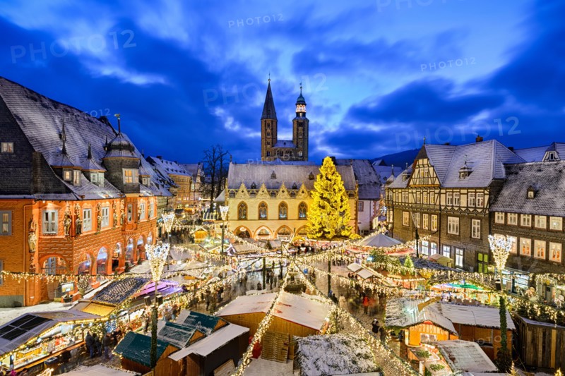 Christmas market at night in Goslar, Germany