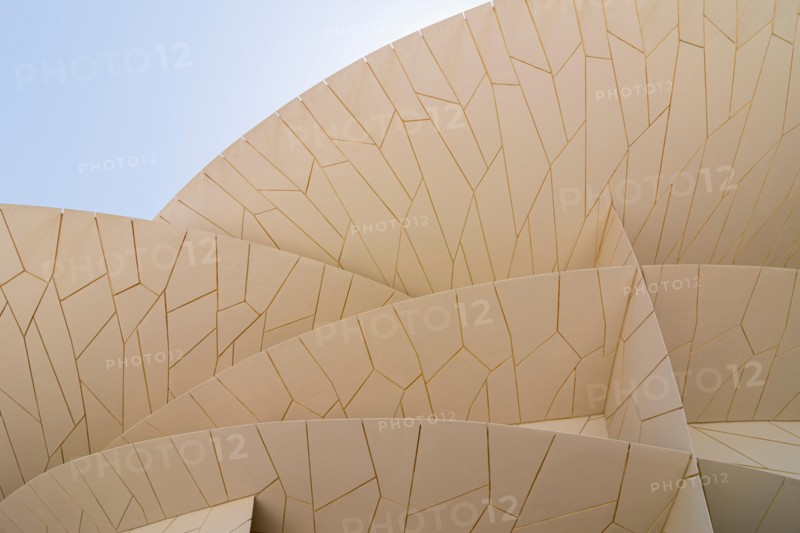 Detail of the desert rose inspired architectural landmark of the National Museum of Qatar, Doha, Qatar