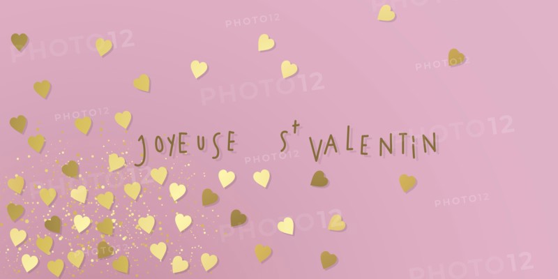 French Happy valentines day hearts illustration love banner