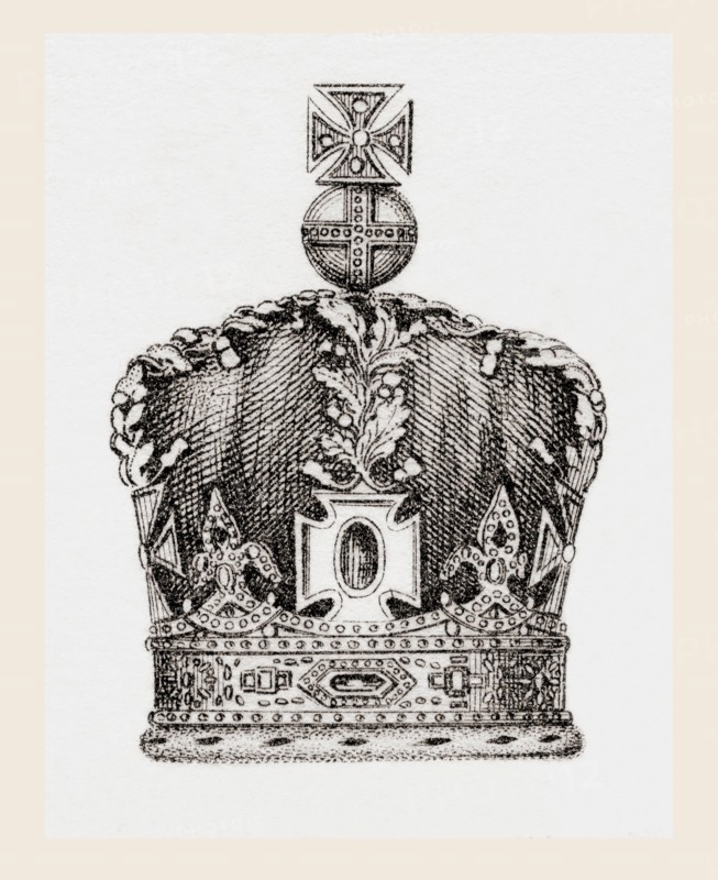 The Imperial State Crown, made for Queen Victoria in 1838.  From The National Encyclopaedia: A Dictionary of Universal Knowledge, published c.1890