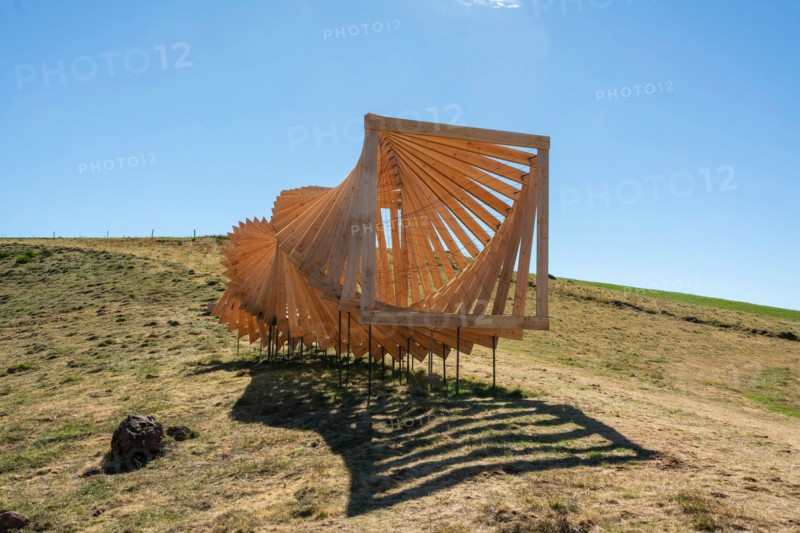 Horizons arts and Natures in Sancy 2020. Entresort work by Collectif A Pil, Puy de Dome, Auvergne Rhone Alpes, France