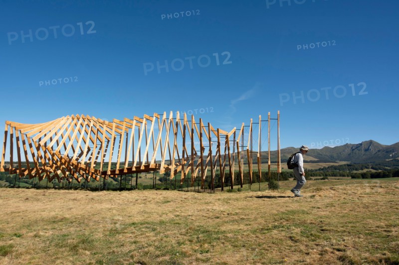 Horizons arts and Natures in Sancy 2020. Entresort work by Collectif A Pil, Puy de Dome, Auvergne Rhone Alpes, France