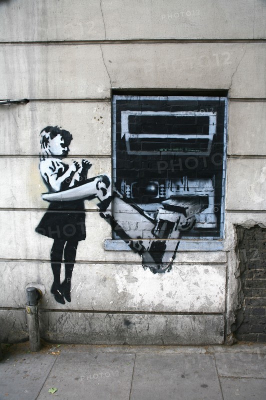 Banksy ATM stencil, Exmouth market, London