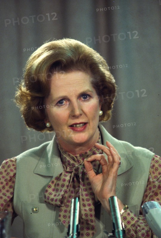 Prime Minister Margaret Thatcher at a political conference in the 1980s London England United Kingdom
