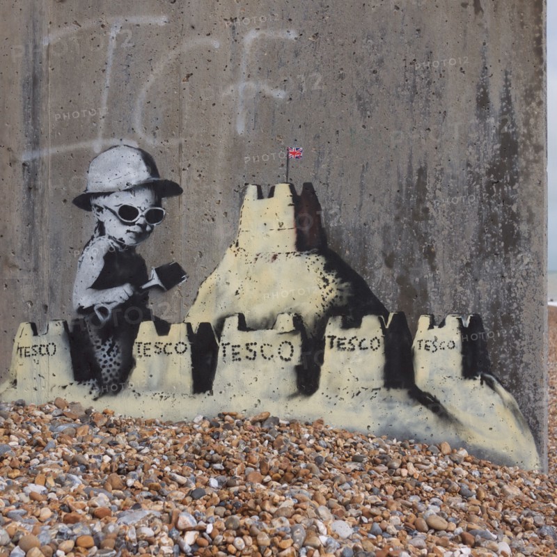 artist banksy 's work on st leonards sea front,east sussex.