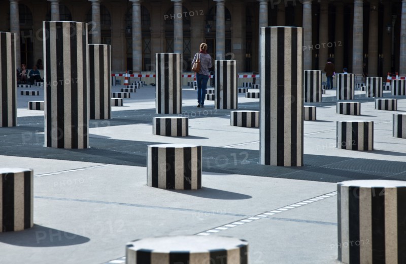 Paris, the courtyard of the Royal Palace with 'The Columns' of D.Buren