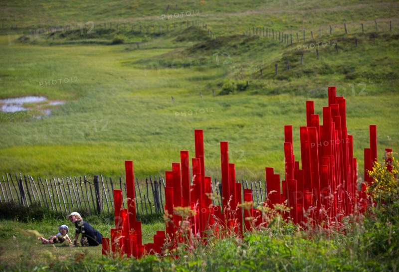 "Earth pulse", a Tagit Klimor's Land Art work of the Israeli visual artist (France).
Landart  installation.
