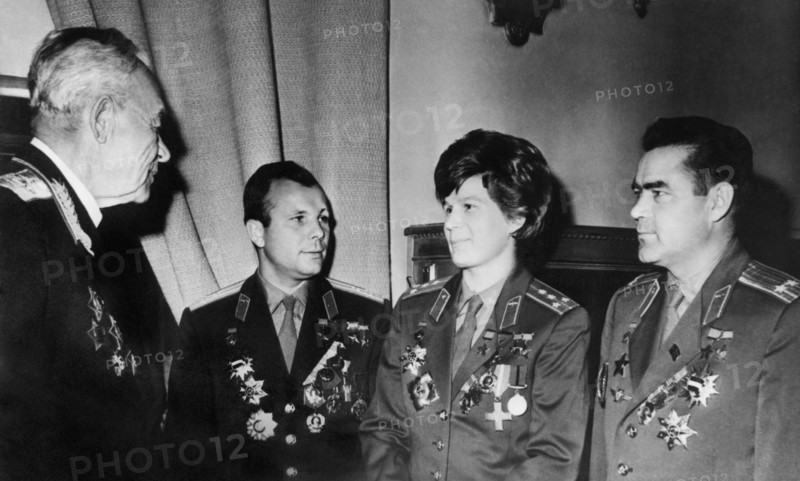 k.a. vershinin with yuri gagarin,valentina tereshkova nikolayev and andrian nikolayev,1964