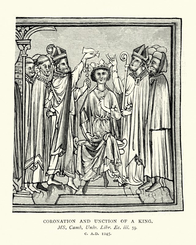 Coronation and unction of a medieval king, 13th Century