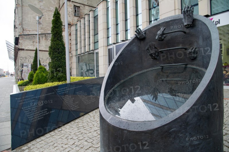 The Monument of Ghetto Fighters Evacuation on 51 Prosta Street in Warsaw, Poland. 6 April 2017. In April 1943 Jewish resistance fighters fought agains