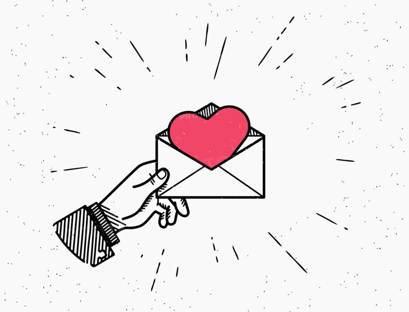 Saint Valentine day vector illustration in retro style with sunburst isolated on white