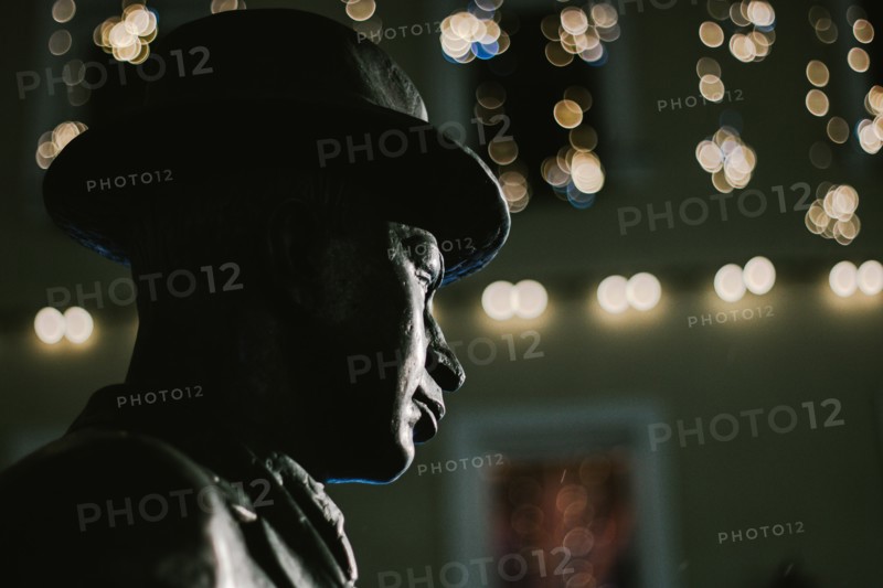 Moscow, Russia - February 9, 2019: Monument to composer Sergei Prokofiev at night