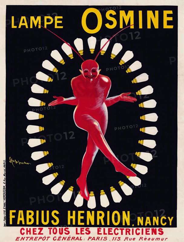 Lampe Osmine, Fabius Henrion, Nancy (1910) - Vintage poster - Leonetto Cappiello. Advertisement poster.