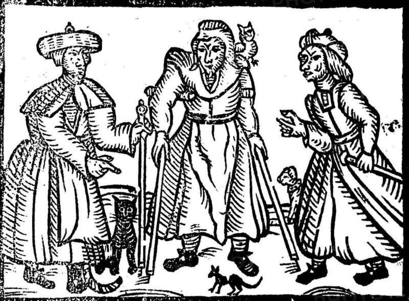 Vintage Witch Trials themed artwork illustration