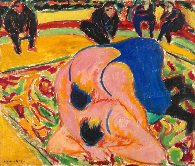 Wrestlers in a Circus by Ernst Ludwig Kirchner (1880-1938), oil on canvas, 1909