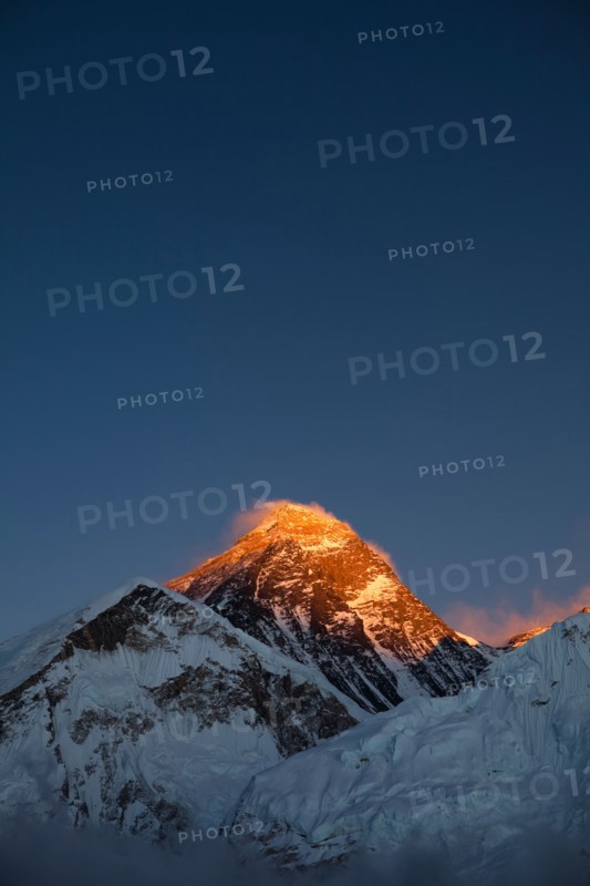 October 2009  Everest at Sunset - ice and snow on the mountains of  Everest from Kala Patar - Mount Everest Summit