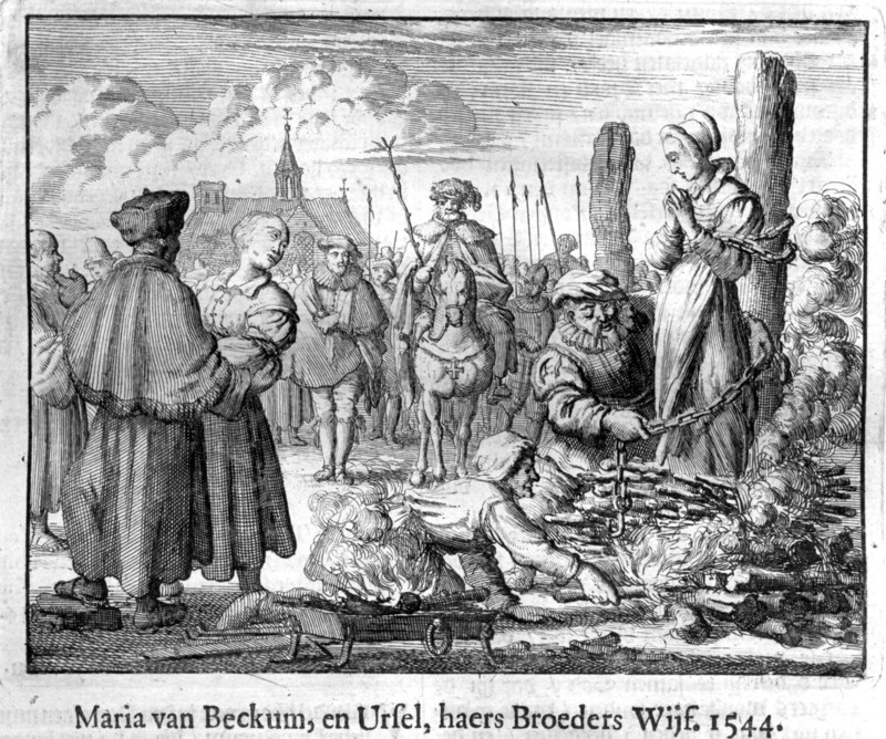 Burning of a witch in Holland. Woodcut 1544
