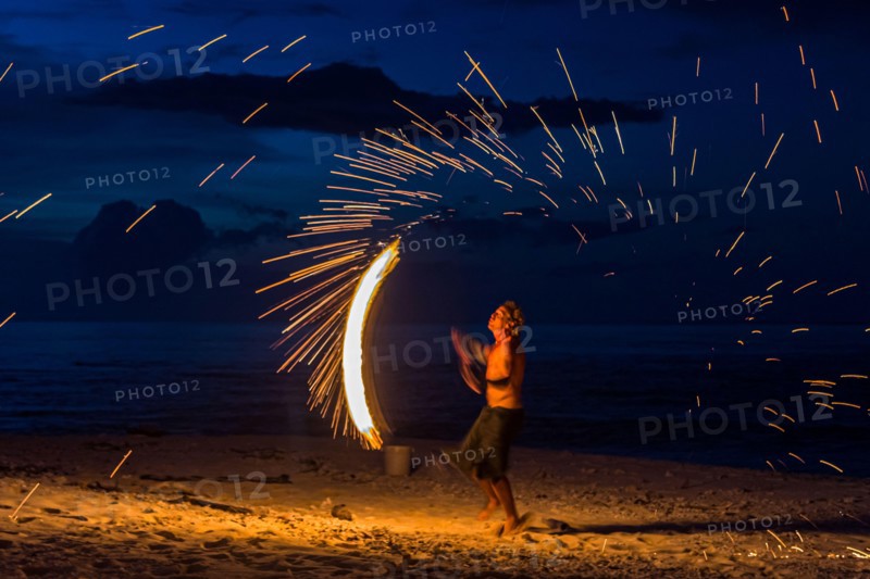 Fire show on a beach in Papua New Guinea