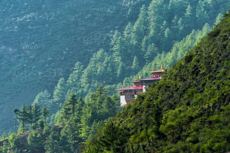 Village in the forest in the Himalayas, Haa, Bhutan