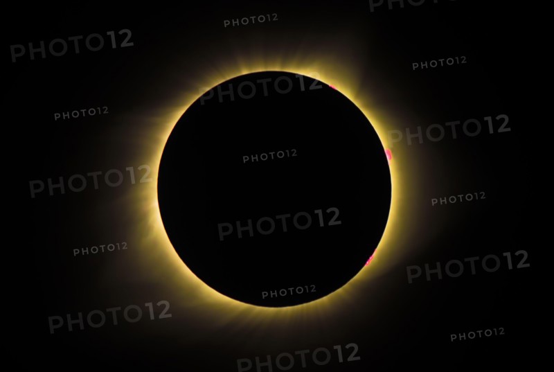 2018 Total Solar Eclipse with sun flares viewed