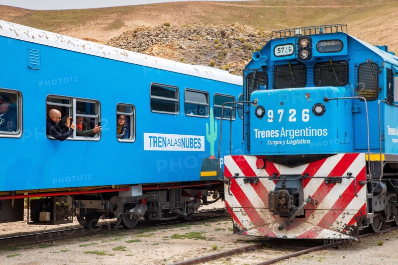 Argentina,  Salta province - Tourist attraction 'Tren a las Nubes' or train into the clouds . The village San Antonio de los Cobres where the train st