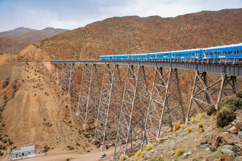 Argentina,  Salta province - Tourist attraction 'Tren a las Nubes' or train into the clouds.It stops  at the bridge La Polvorilla and locals try to se
