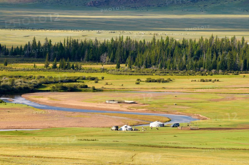 Valley of river Delgermoron in north Mongolia