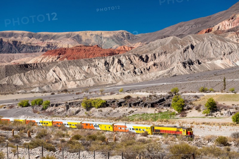 Train to the clouds (tren a las nubes) traveling trough the Altiplano, Salta Province, Argentina