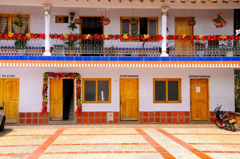 Colorful priest's house near to Rock Temple in Medellin , Colombia