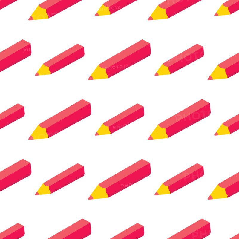 Seamlees pattern with Isometric 3d school supplies  pen. Vector Back to school background with stationery. Office accessories.