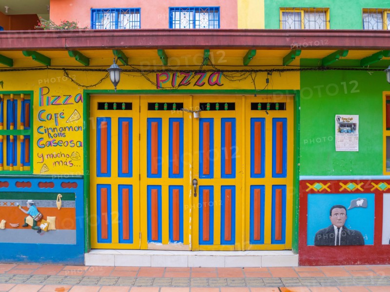 Guatape, Colombia. Typically colourful buildings in Guatape Colombia