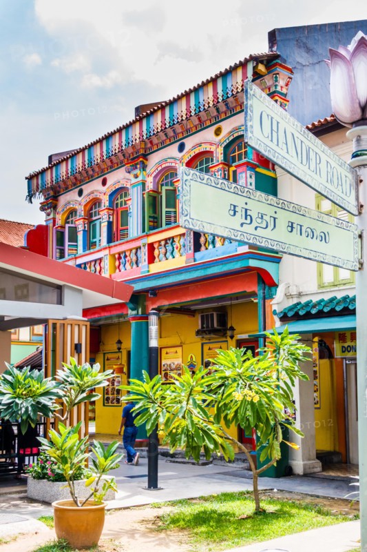 Colourful building in Little India, Singapore