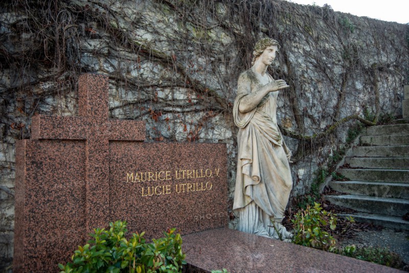 Tomb of Maurice Utrillo and Lucie Valore. Montmartre. Saint-Vincent cemetery.