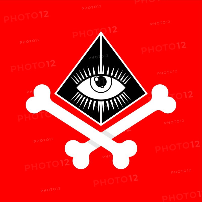 All-seeing eye and bones. secret sign of arcane society