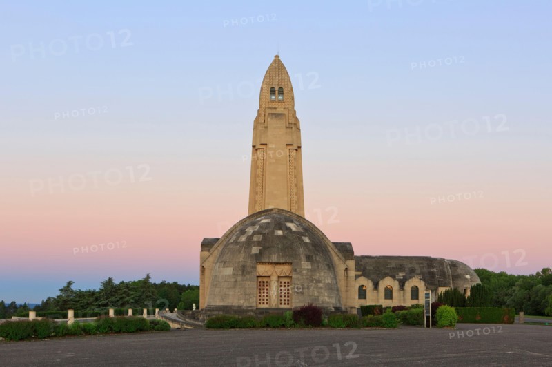 The First World War Douaumont Ossuary at first light in Douaumont-Vaux (Meuse), France