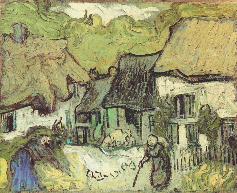 Vincent Van Gogh -  Thatched Cottages Jorgus 1890