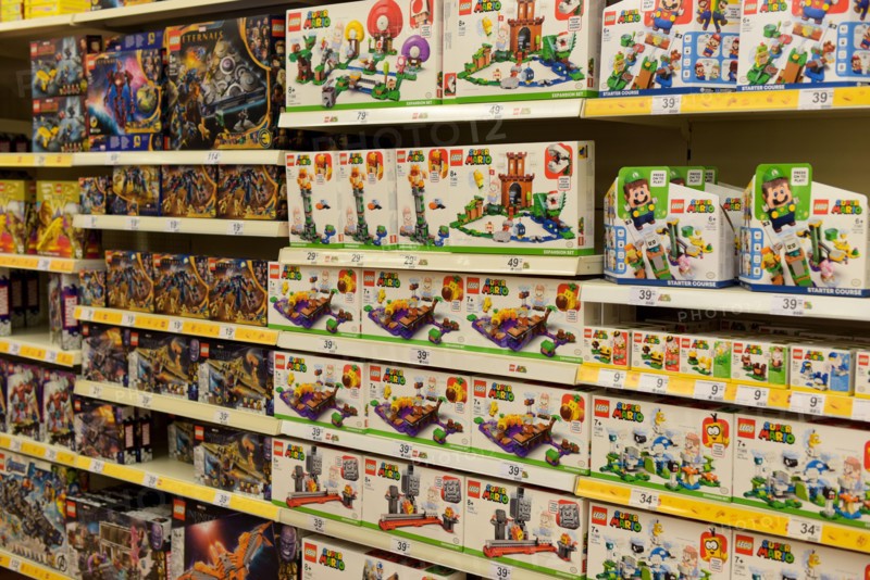 MELUN - FRANCE - DECEMBER 2021: view on the lego game in a toy department at a merchant